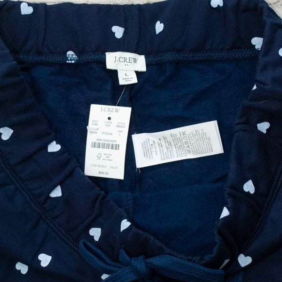 NWT J. Crew Mini Heart Joggers in Antique Navy size L - Picture 5 of 5